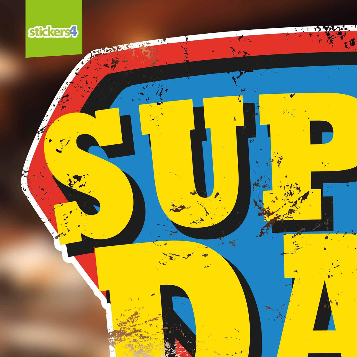 Super Dad Father&#39;s Day Window Cling Sticker (Vintage Style)
