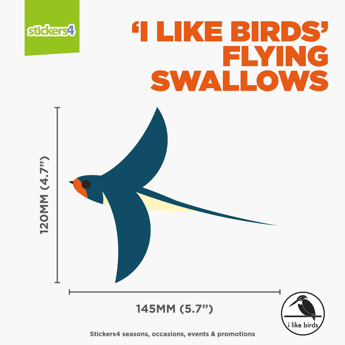 I Like Birds - Swallow Window Stickers