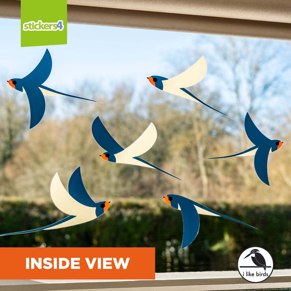 I Like Birds - Swallow Window Stickers
