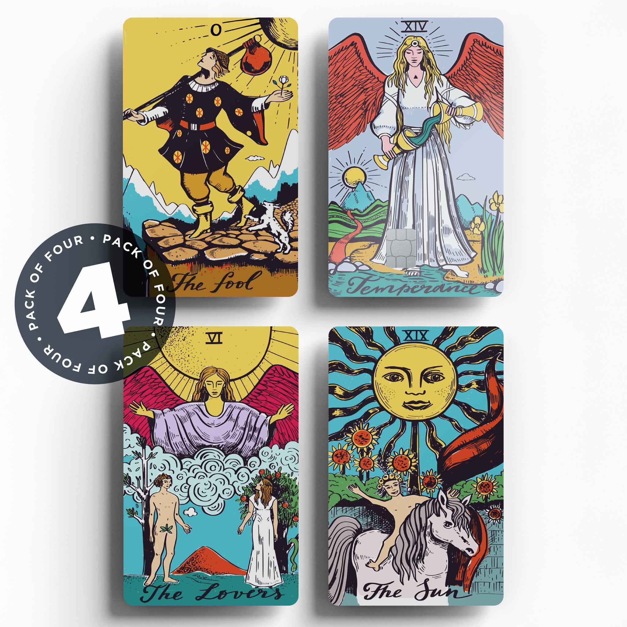 Tarot Card Credit Card Stickers Pack #1 | Skins Pack of 4