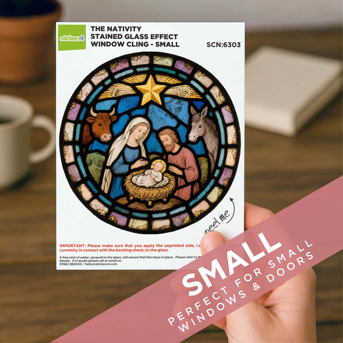 The Nativity Stained Glass Window Cling Sticker