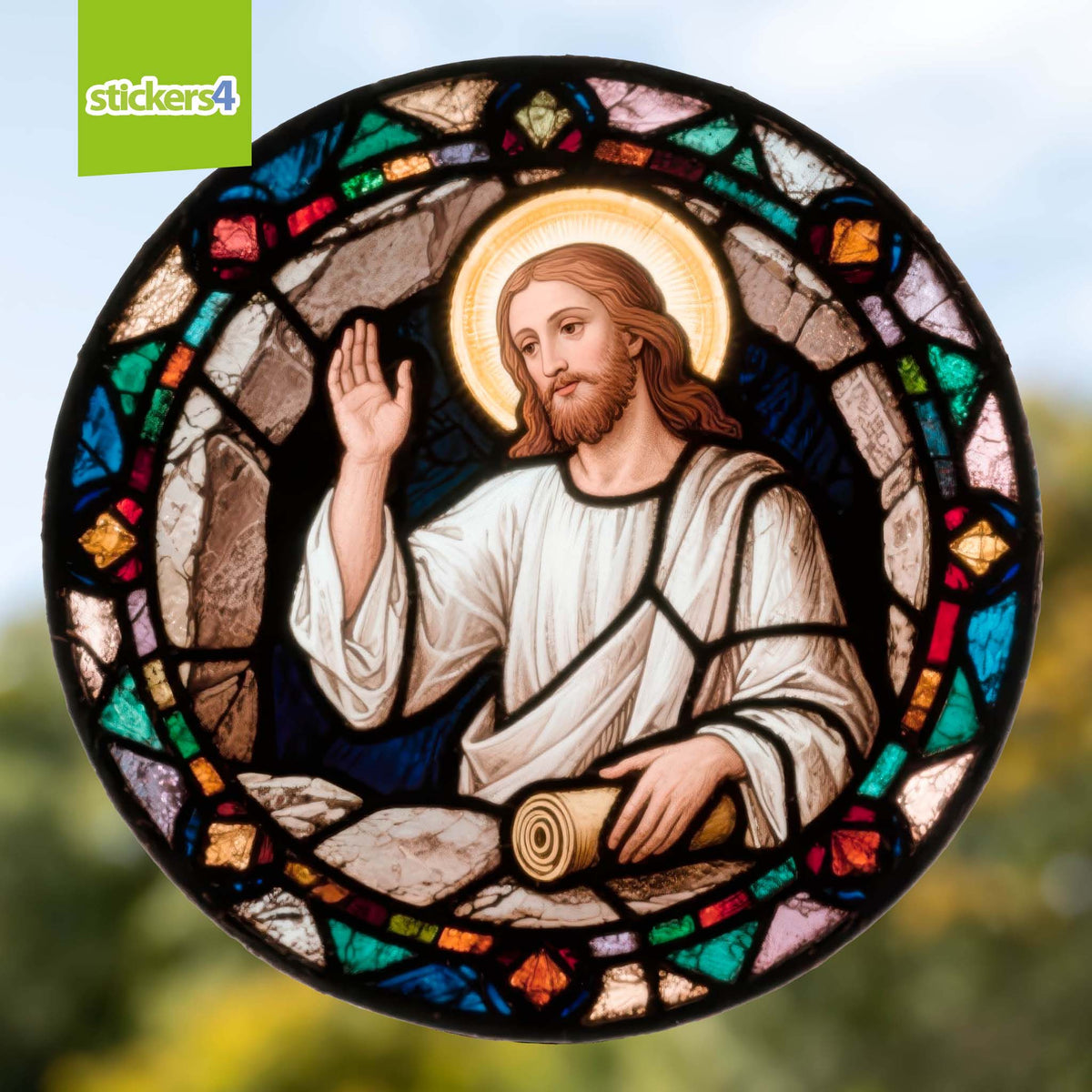 Stained Glass Resurrection Window Cling Sticker