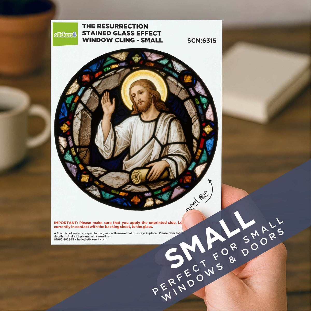 Stained Glass Resurrection Window Cling Sticker