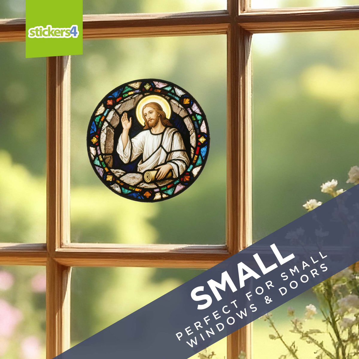 Stained Glass Resurrection Window Cling Sticker