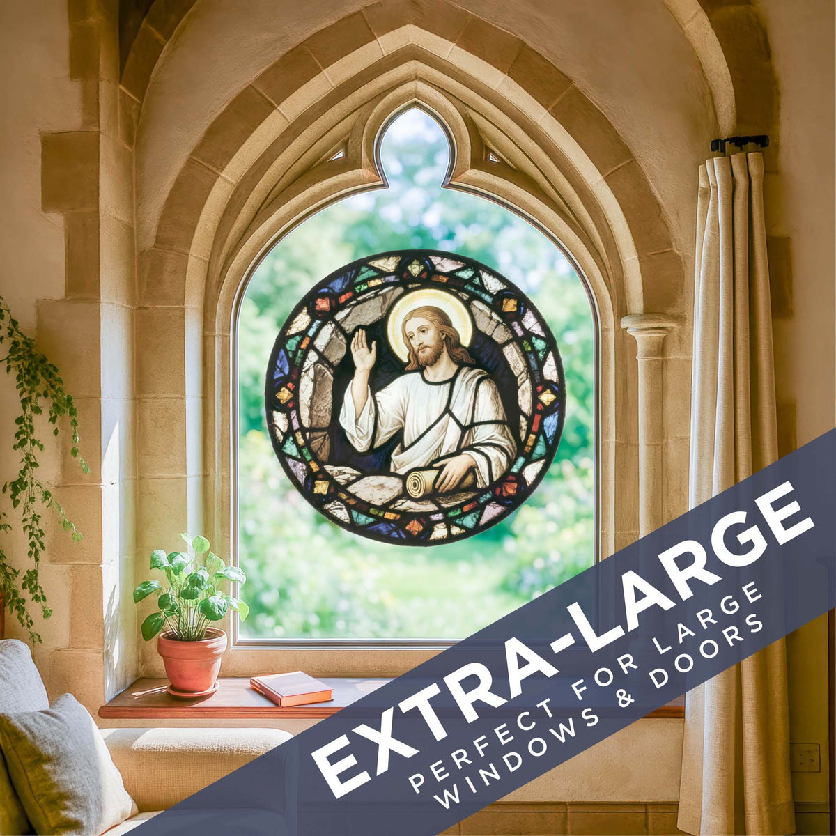 Stained Glass Resurrection Window Cling Sticker