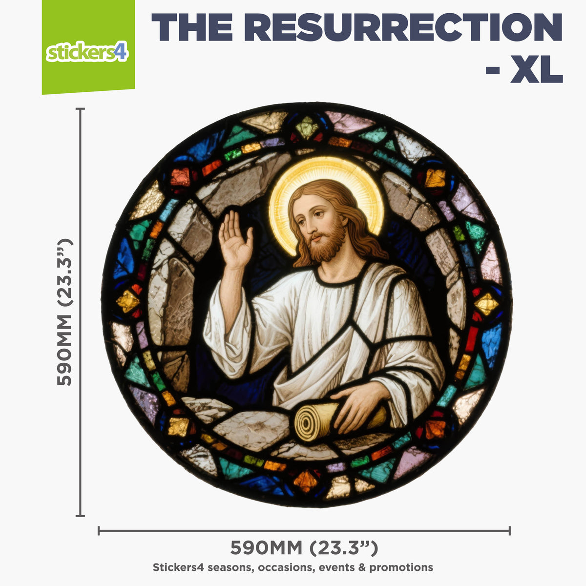 Stained Glass Resurrection Window Cling Sticker
