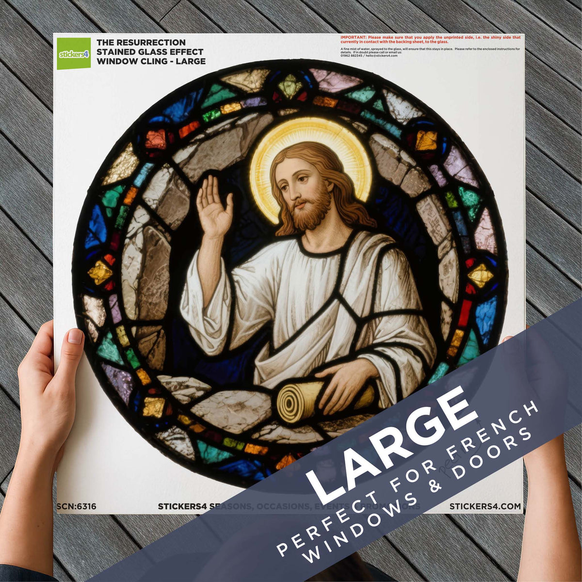 Stained Glass Resurrection Window Cling Sticker