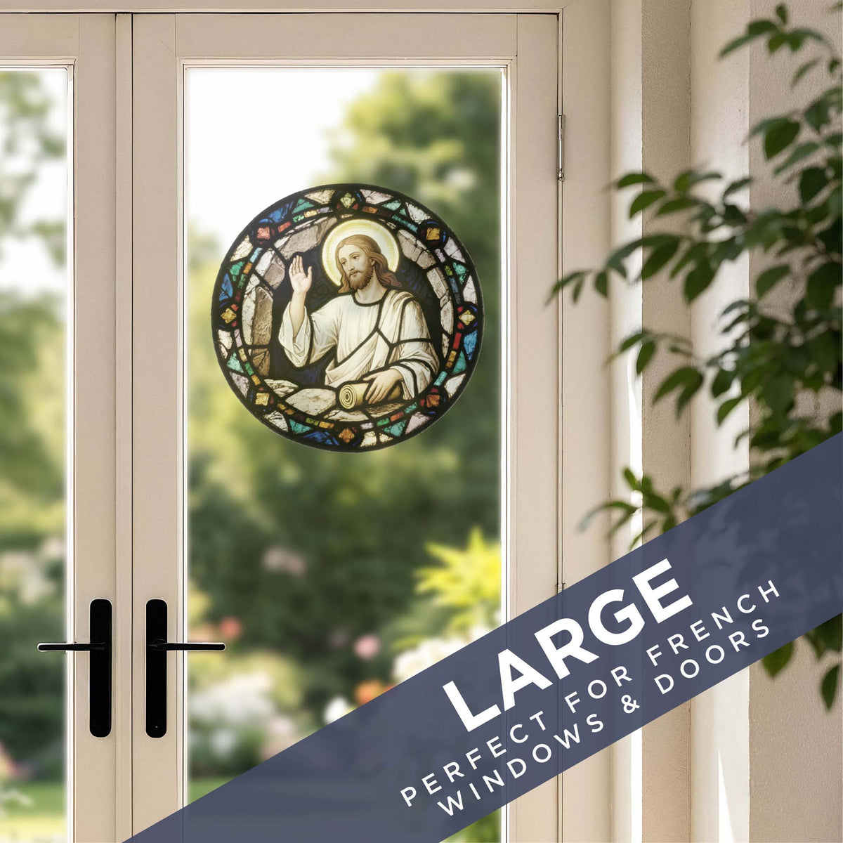 Stained Glass Resurrection Window Cling Sticker