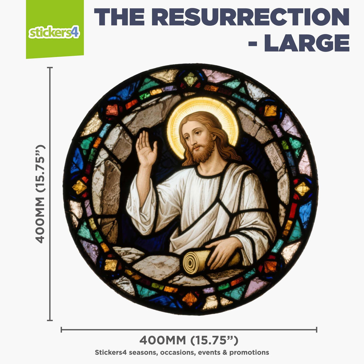 Stained Glass Resurrection Window Cling Sticker