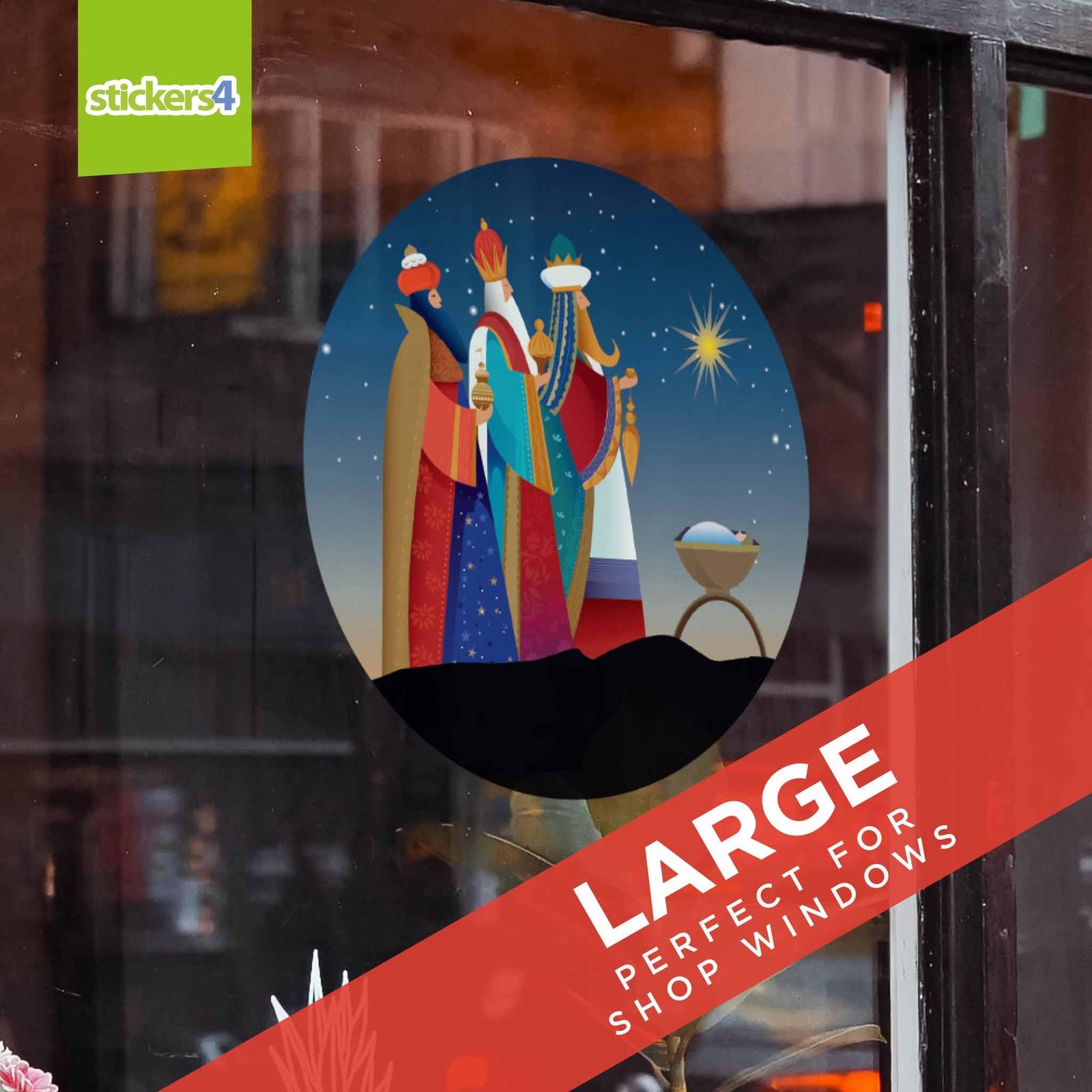 Three Kings Epiphany Christmas Scene Window Sticker Christmas Window Display
