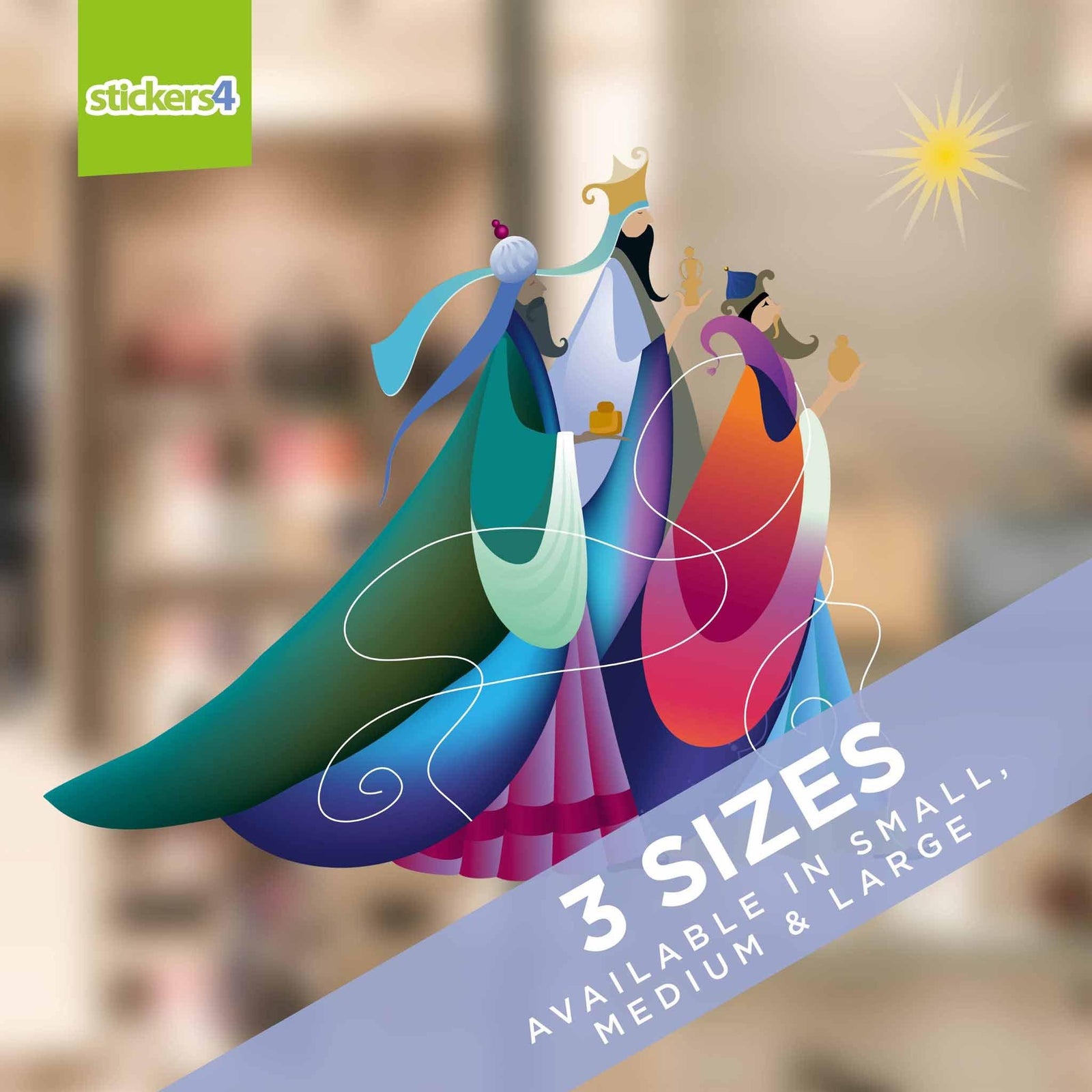 Three Wise Men Christmas Scene Window Sticker Christmas Window Display