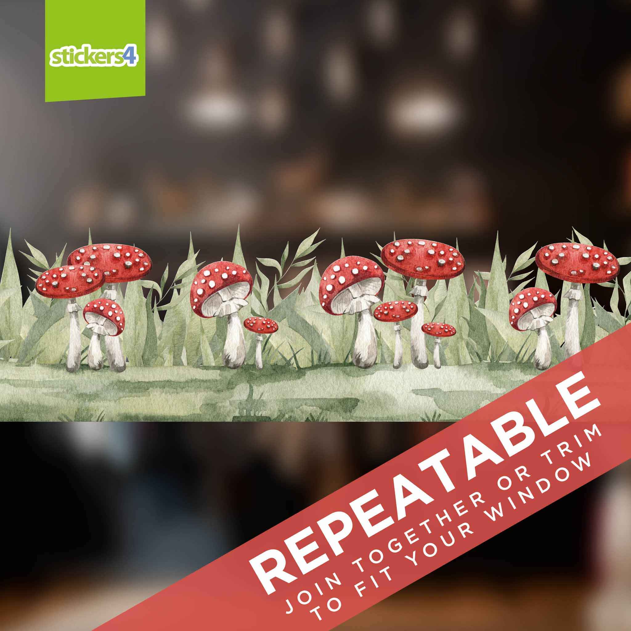 Toadstool Border Window Sticker | Autumn Window Display