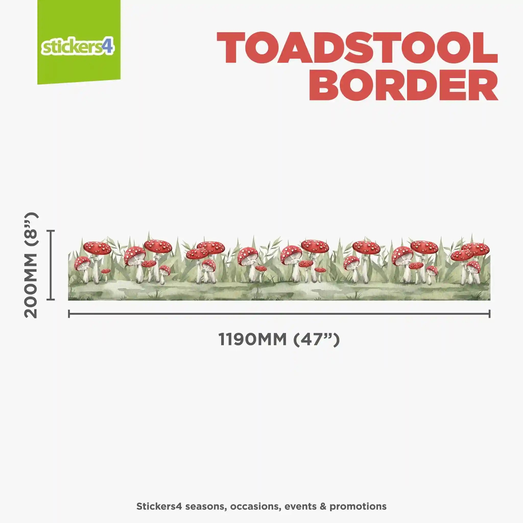 Toadstool Border Window Sticker | Autumn Window Display
