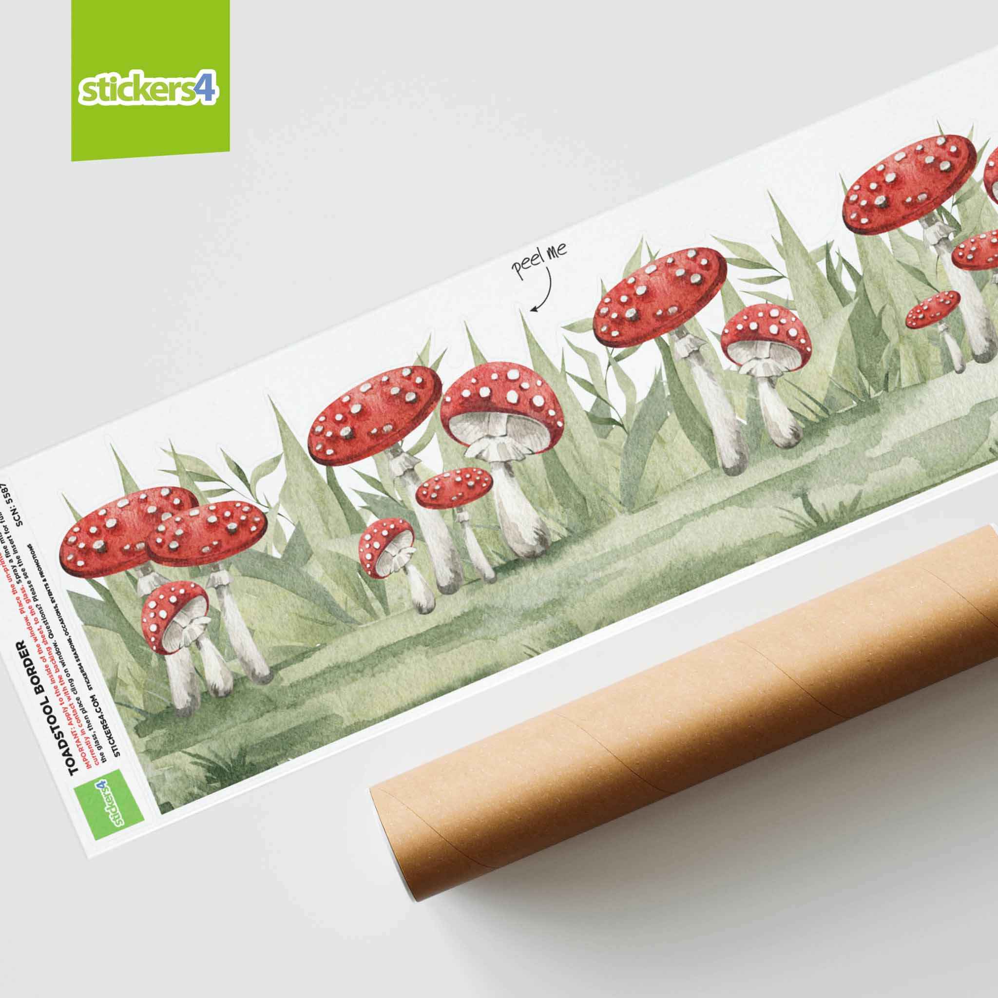 Toadstool Border Window Sticker | Autumn Window Display