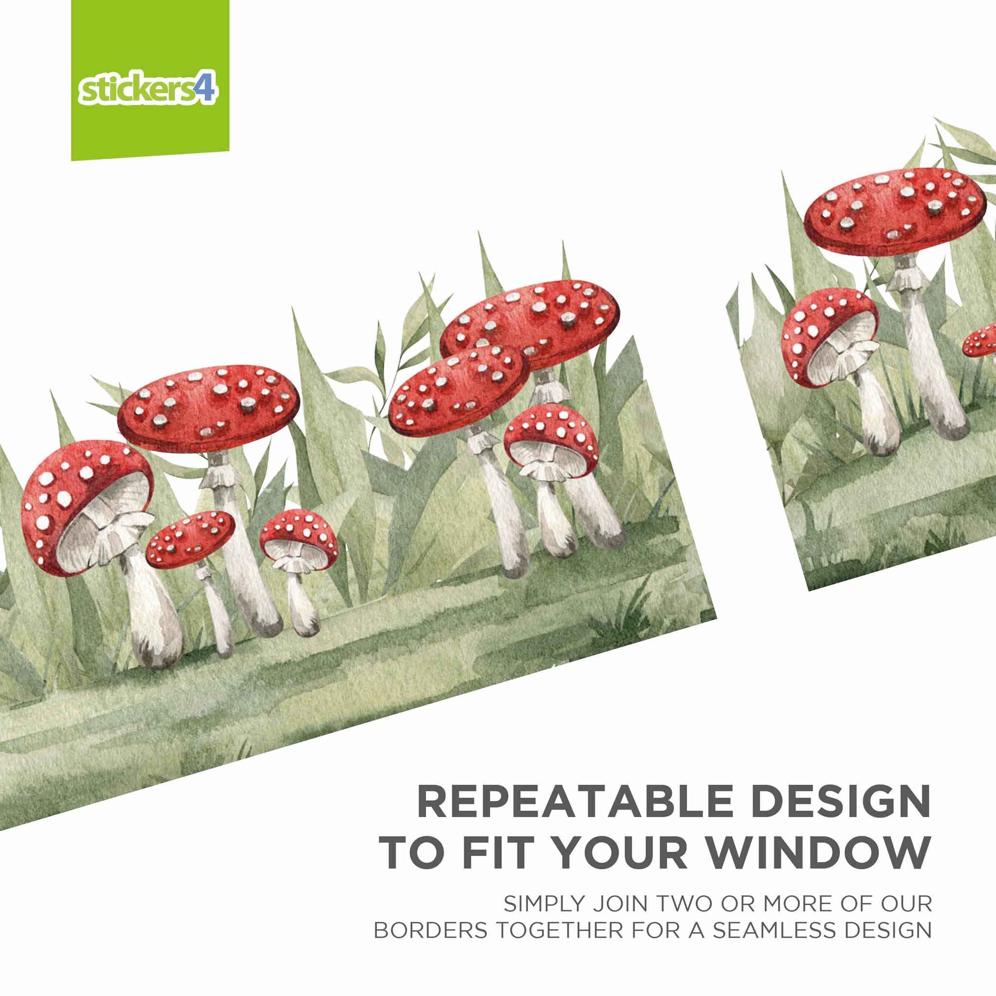 Toadstool Border Window Sticker | Autumn Window Display
