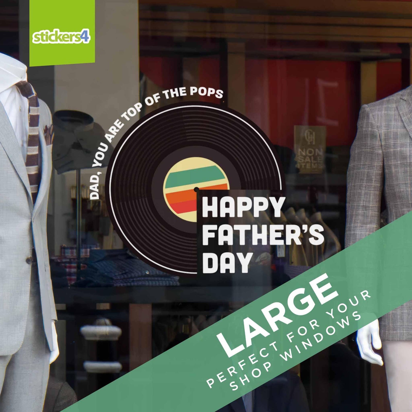 Top of the Pops Vinyl Window Sticker Father's Day Window Display