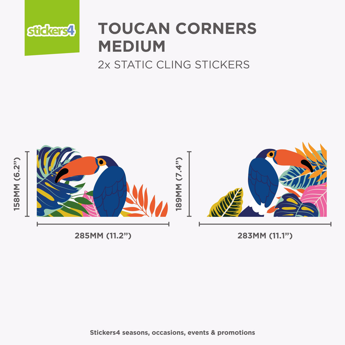 Jungle Toucan Window Sticker Corners Summer Window Display