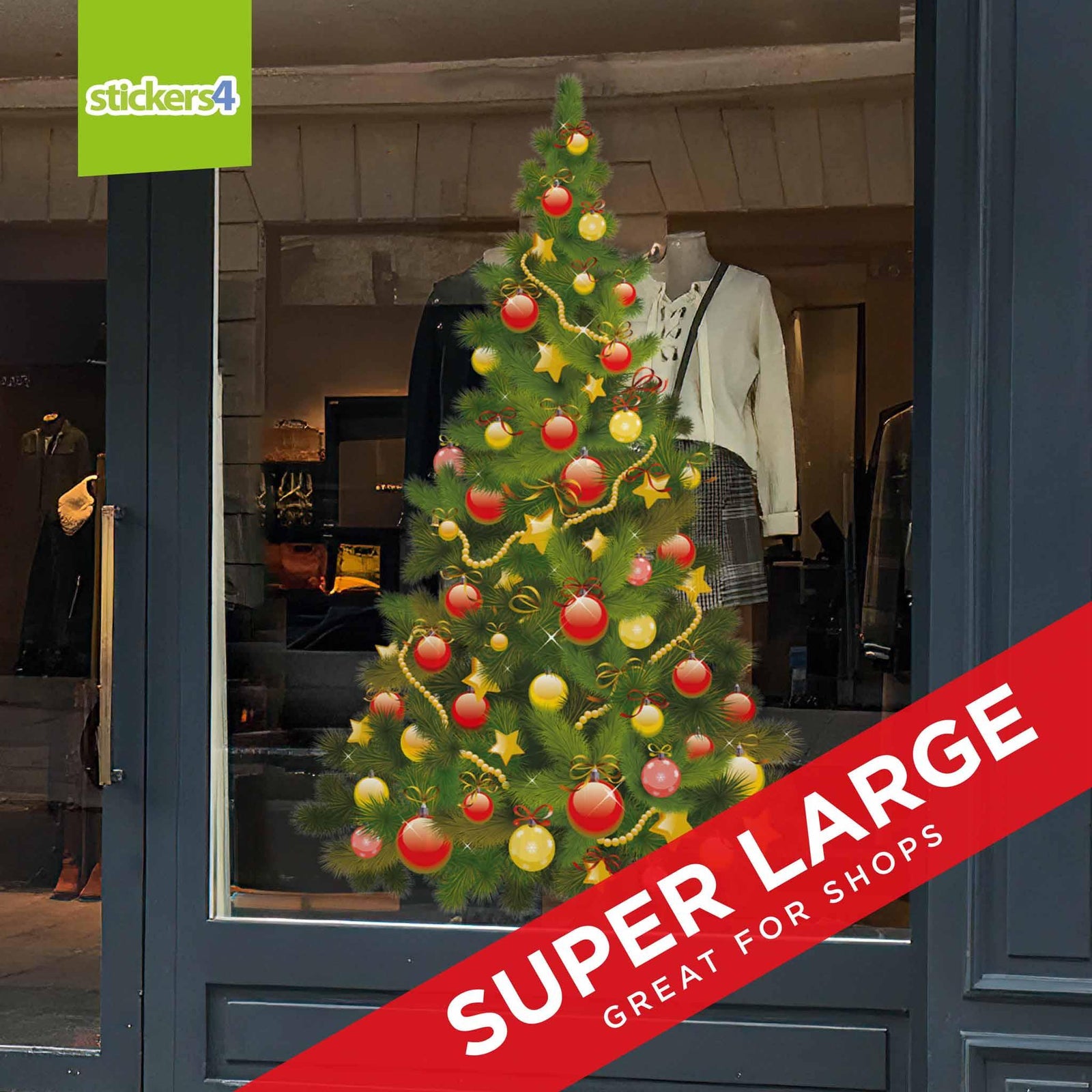 Traditional Christmas Tree Christmas Window Display