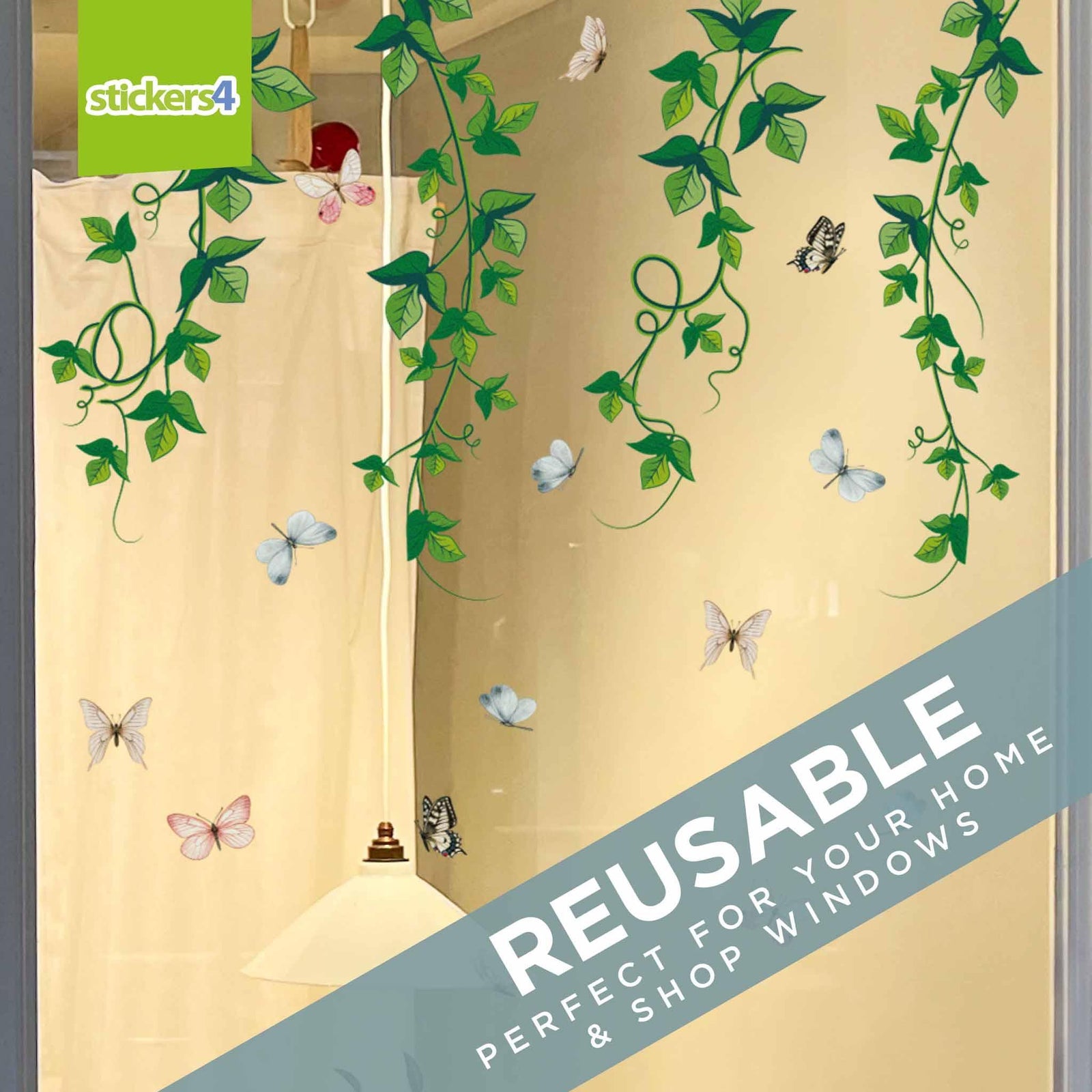Trailing Ivy & Butterflies Window Stickers Spring Window Displays