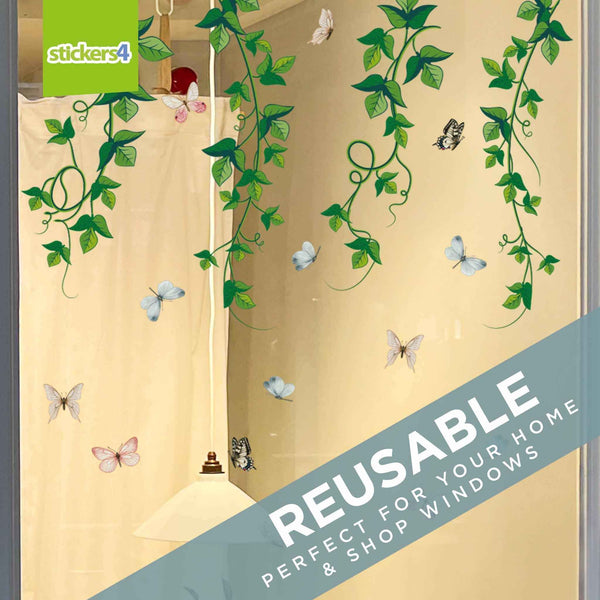 Trailing Ivy & Butterflies Window Stickers Spring Window Displays