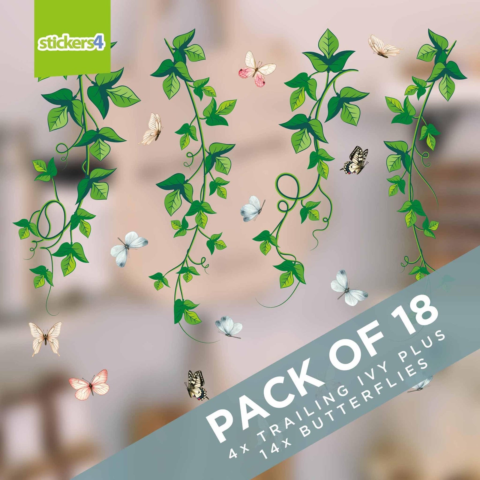 Trailing Ivy & Butterflies Window Stickers Spring Window Displays