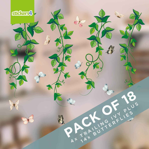 Trailing Ivy & Butterflies Window Stickers Spring Window Displays