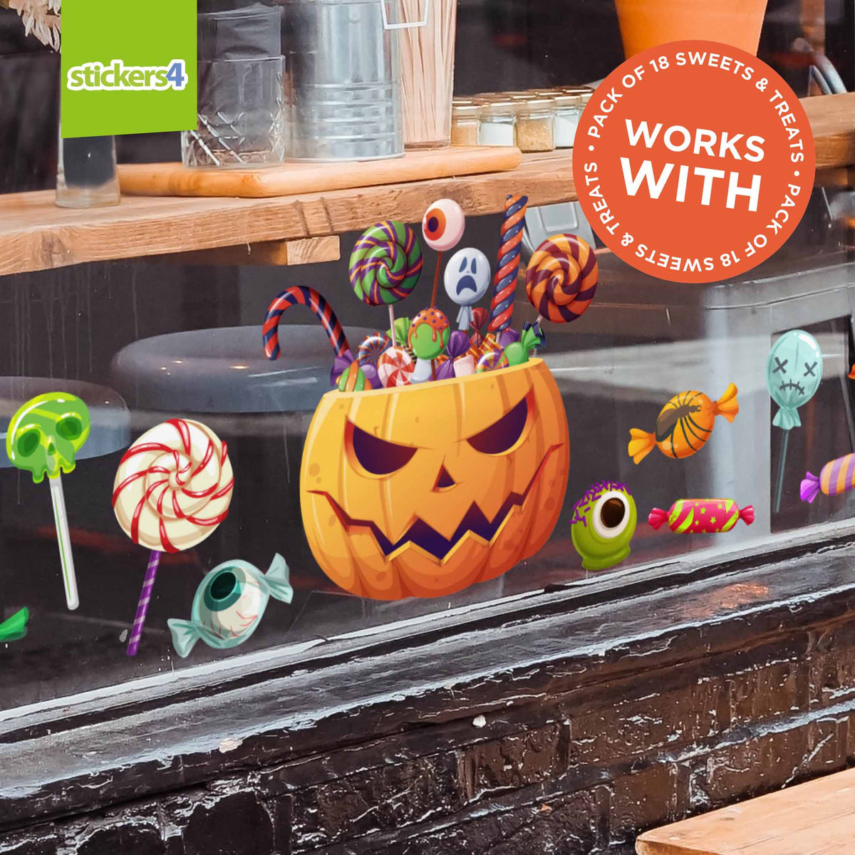 Treat Filled Pumpkin Window Sticker