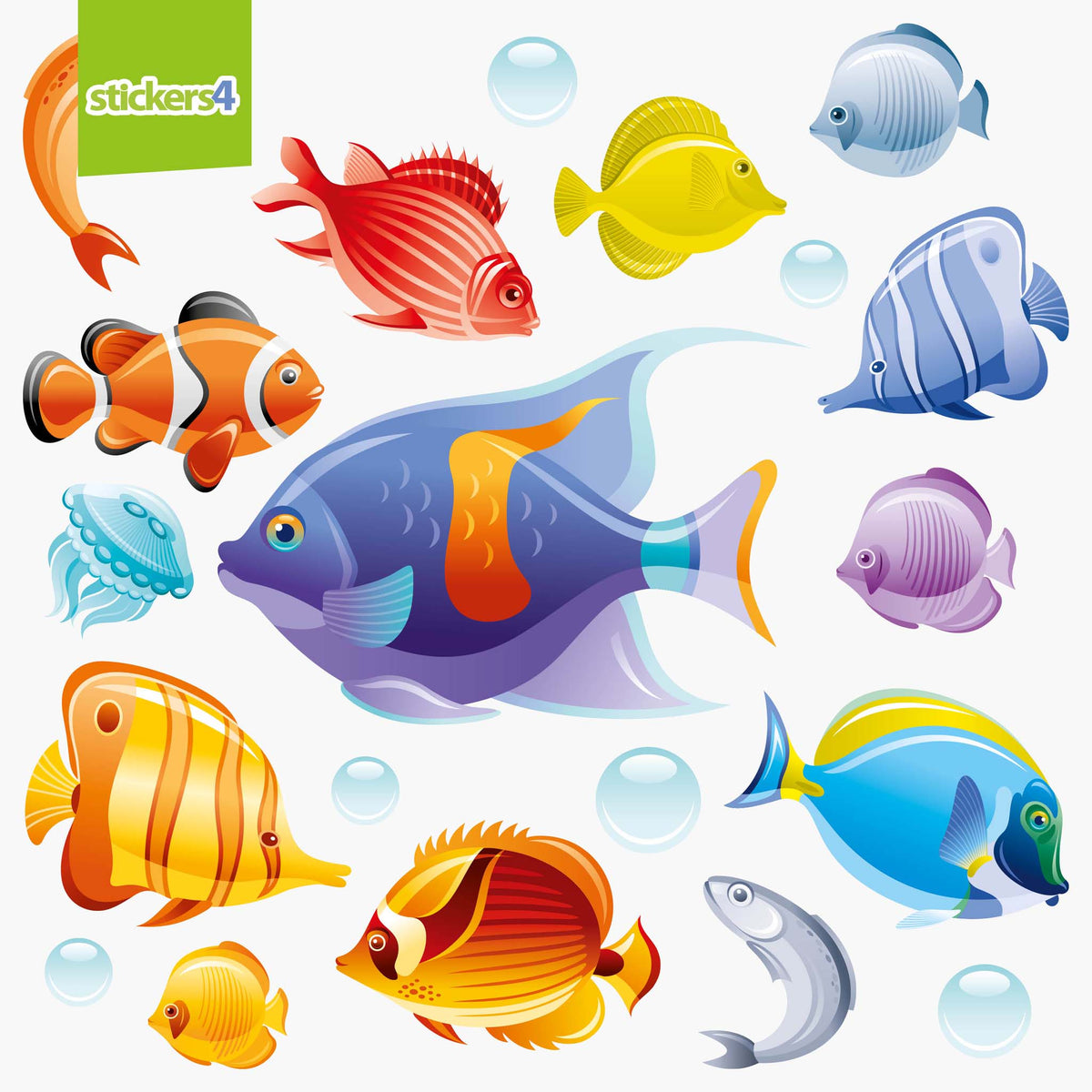 Tropical Fish Double-Sided Static Cling Window Set