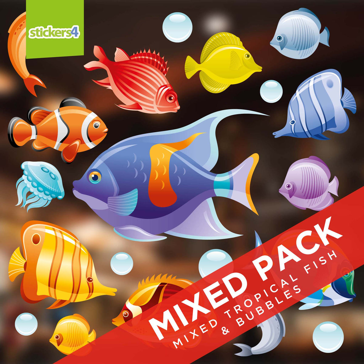 Tropical Fish Double-Sided Static Cling Window Set