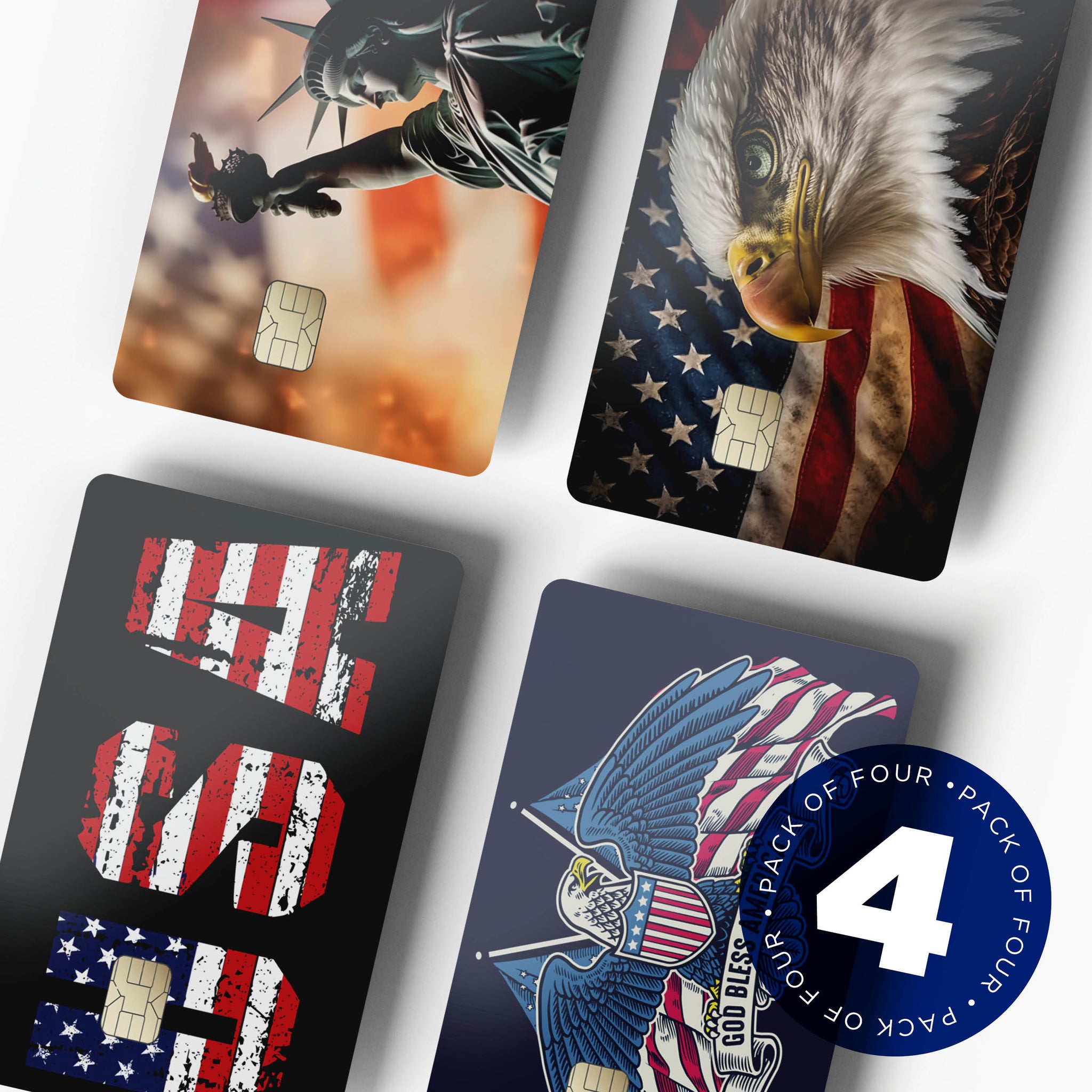 USA Card Credit Card Stickers Pack of 4 | Patriotic Skins