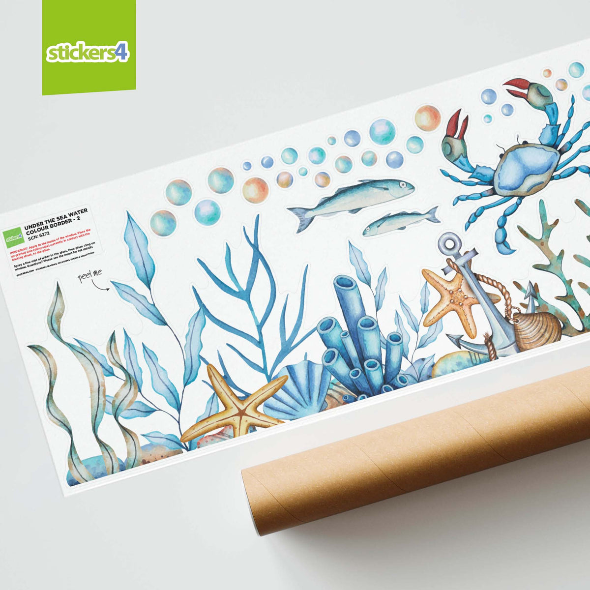 Under The Sea Watercolour Border Window Sticker Design 2