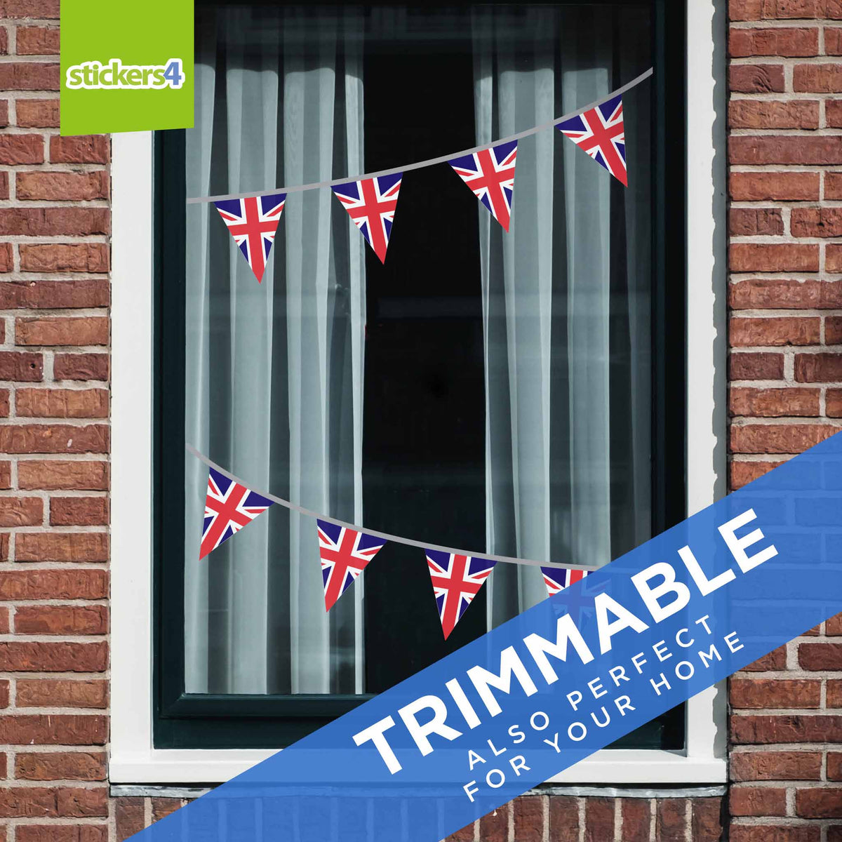 Union Flag Bunting Effect Window Sticker