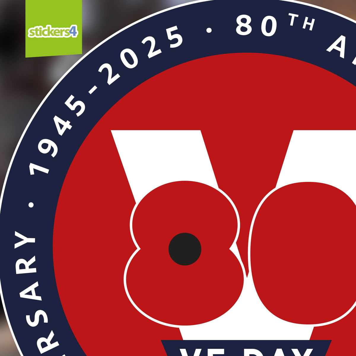 VE Day 80 Poppy Roundel Window Sticker