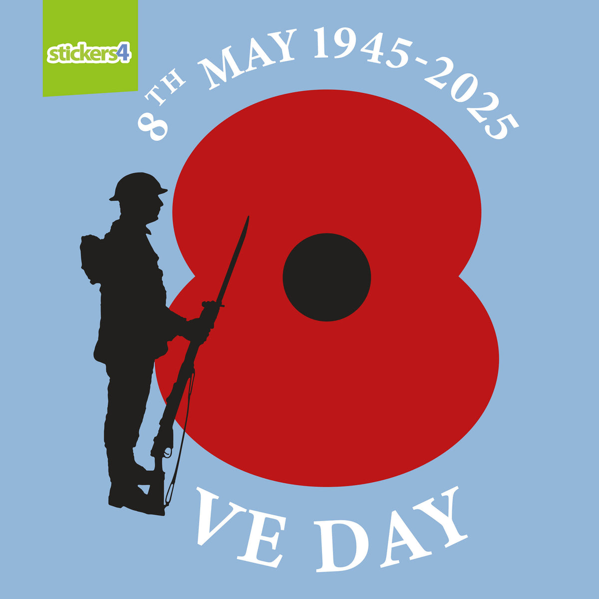 VE Day Poppy with Soldier Roundel Window Sticker