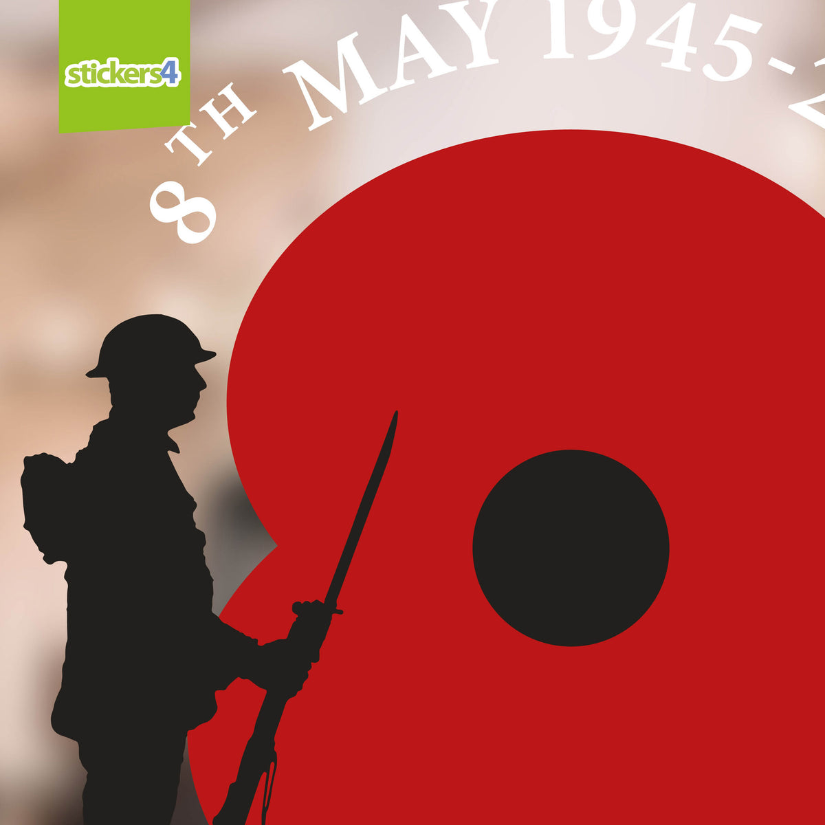 VE Day Poppy with Soldier Roundel Window Sticker