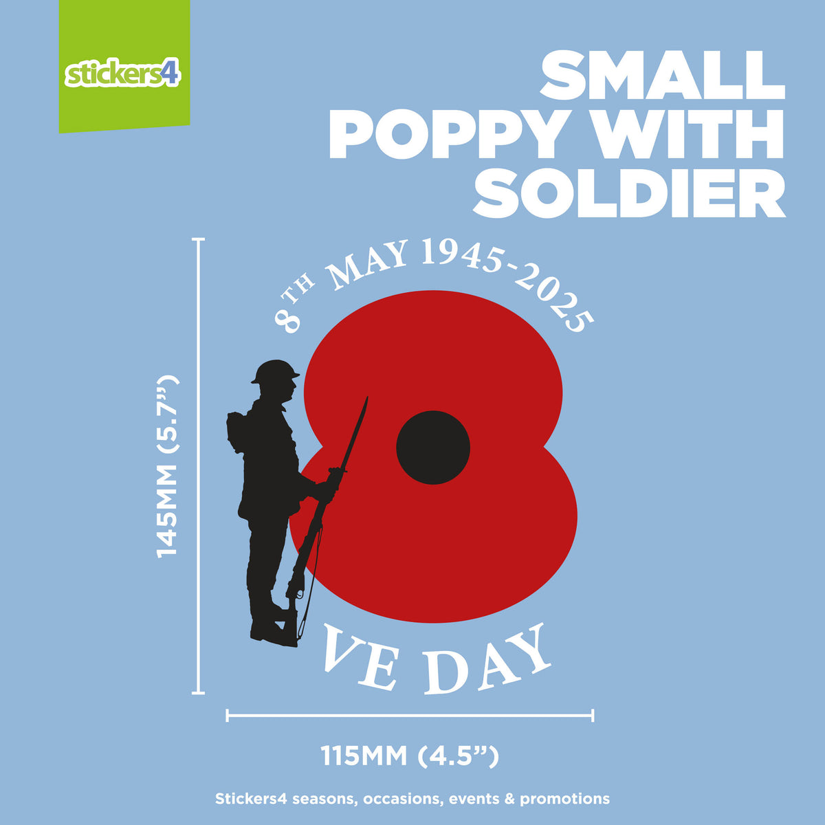 VE Day Poppy with Soldier Roundel Window Sticker