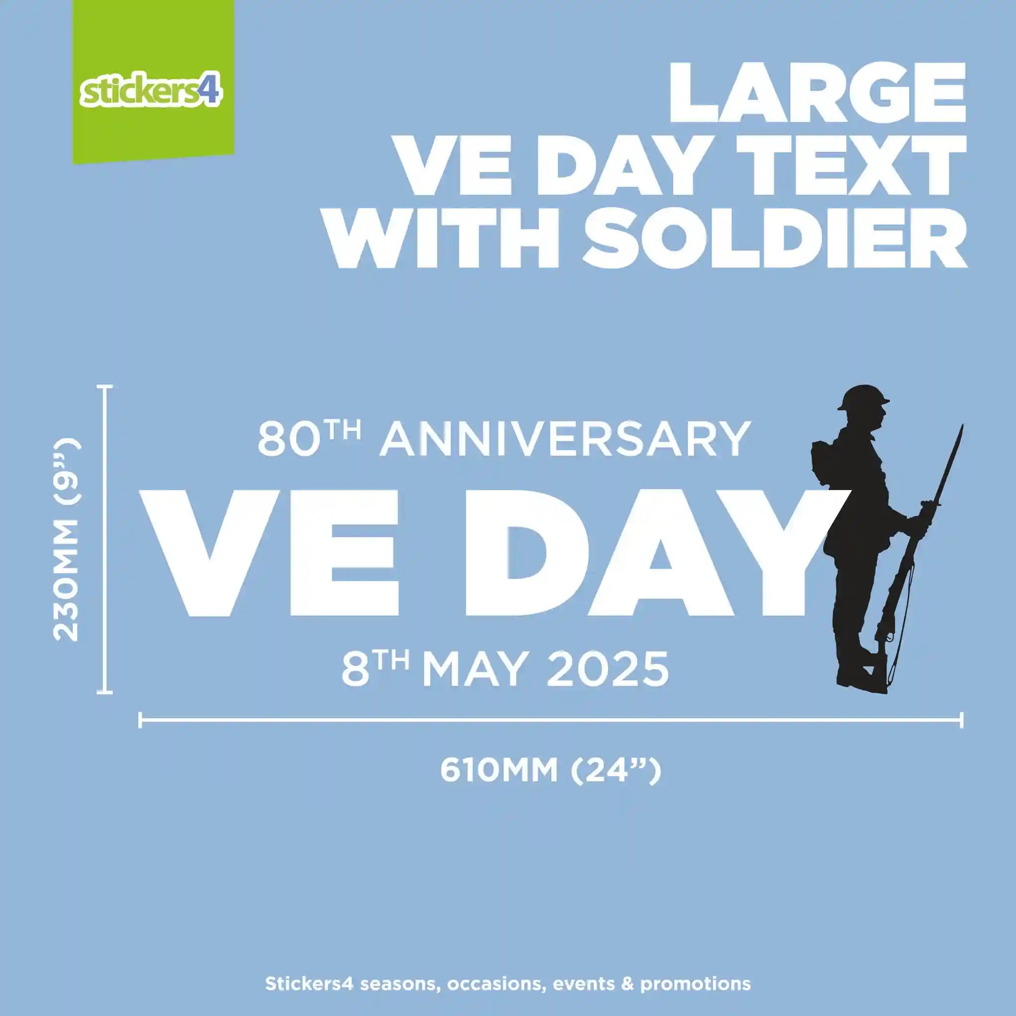 Ve Day Lettering VE Day Text with Soldier Window Sticker | 8oth Anniversary
