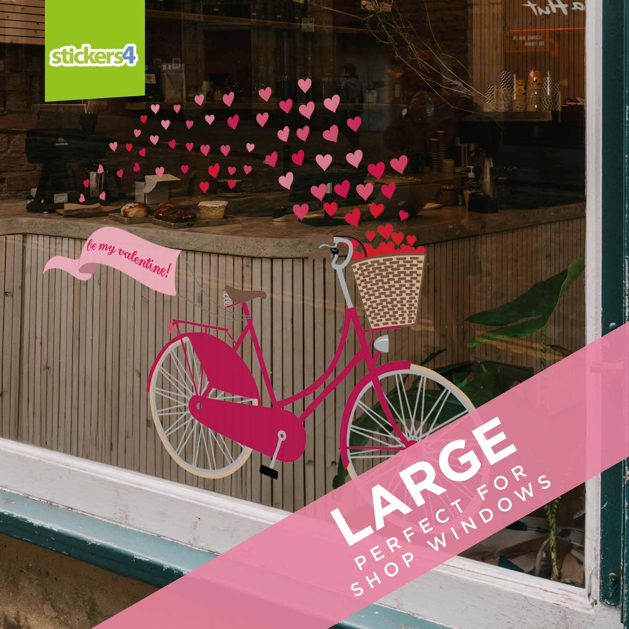 Valentine's Bicycle Window Cling Valentine's Day Display