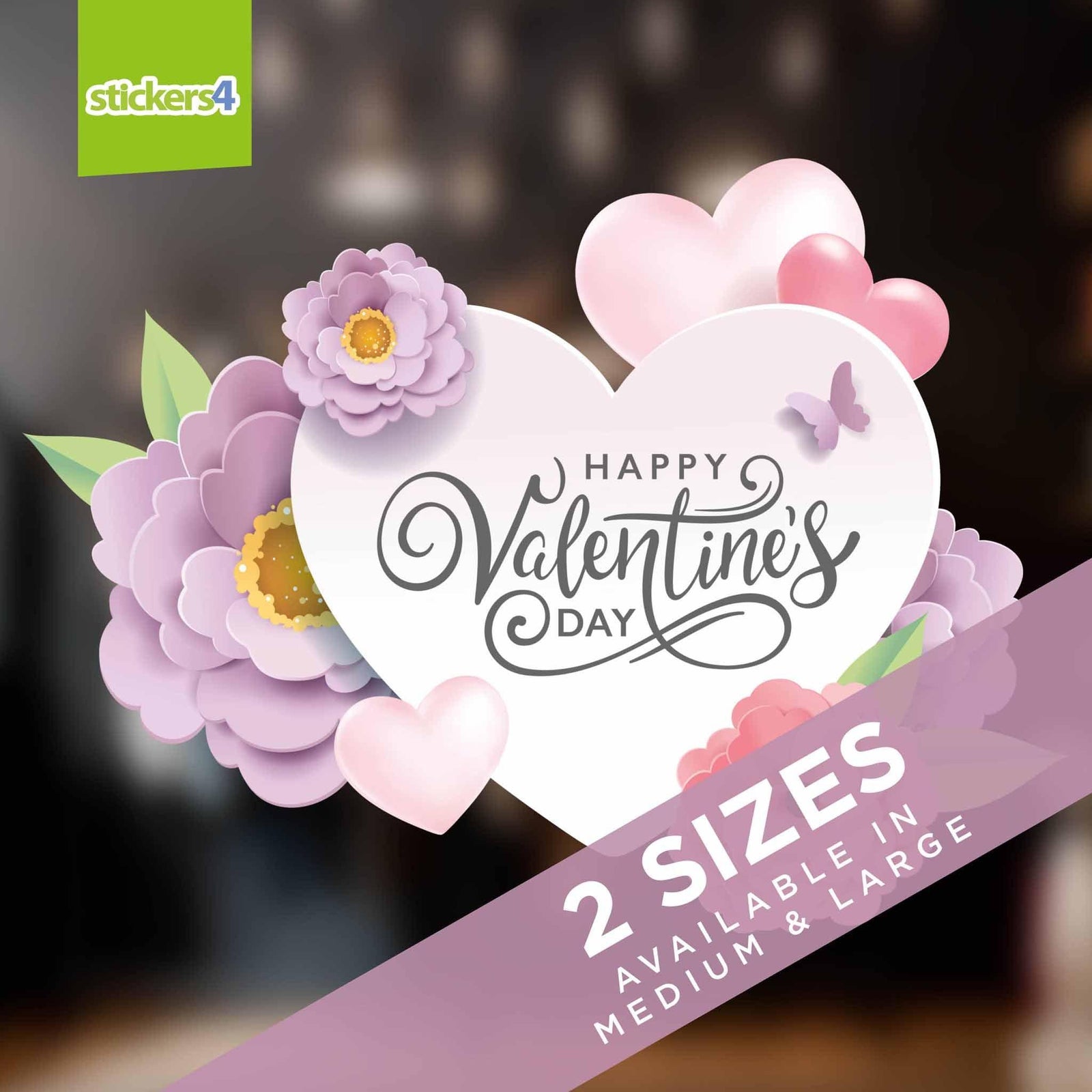 Valentine Pastel Hearts & Flowers Window Clings Valentine's Day Display