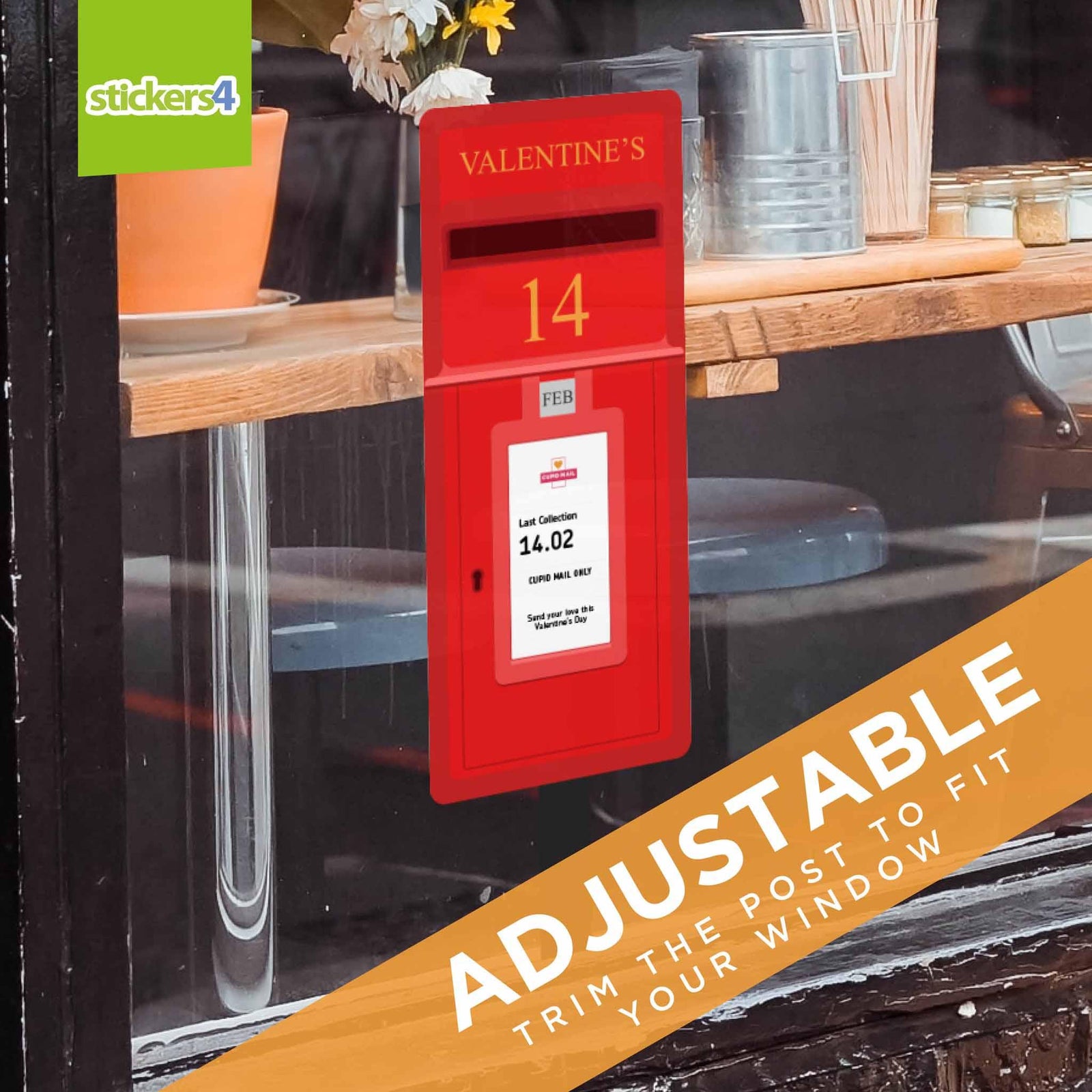Valentine's Post Box Window Sticker Valentines Day Window Display