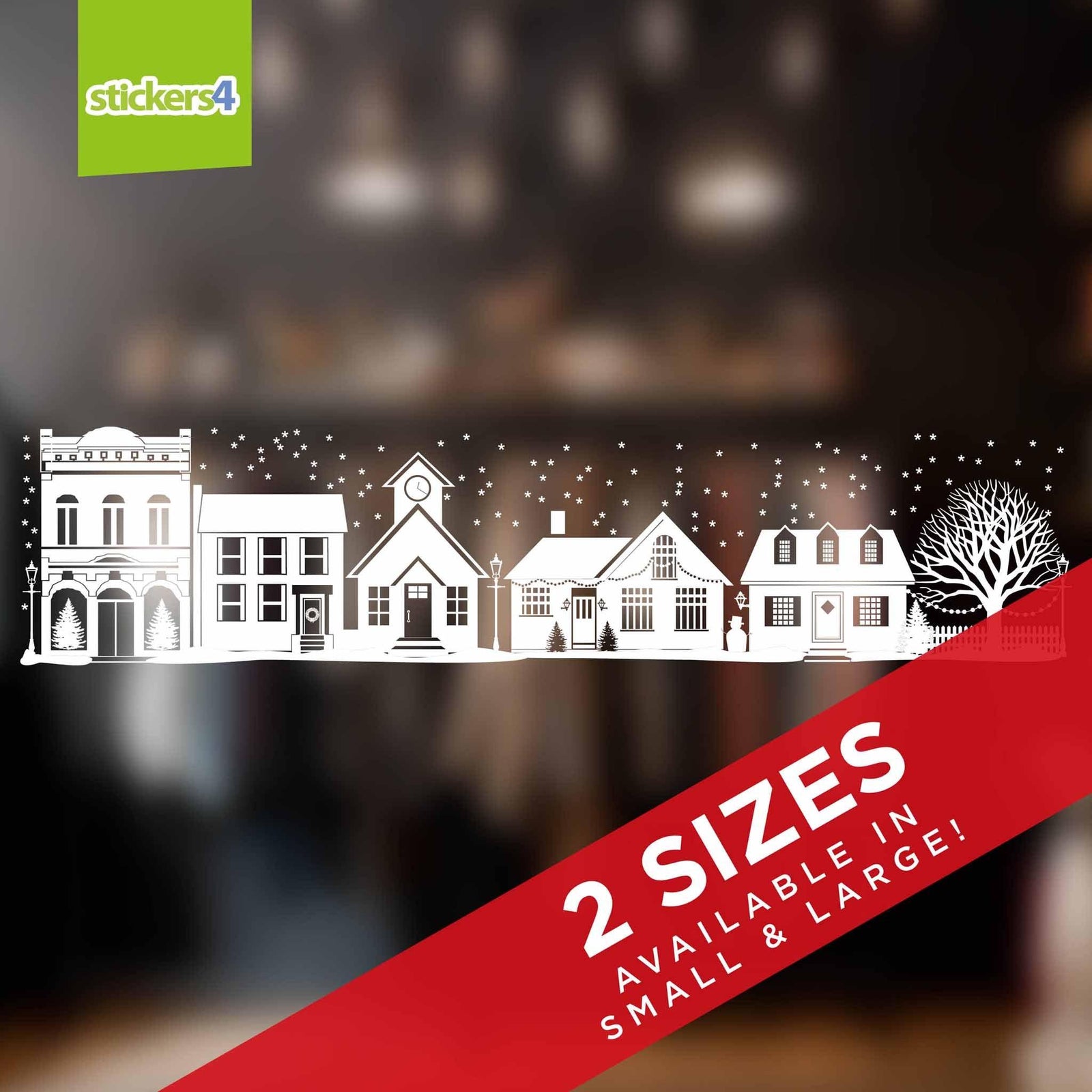 Christmas Village Street Scene Window Sticker Christmas Window Display