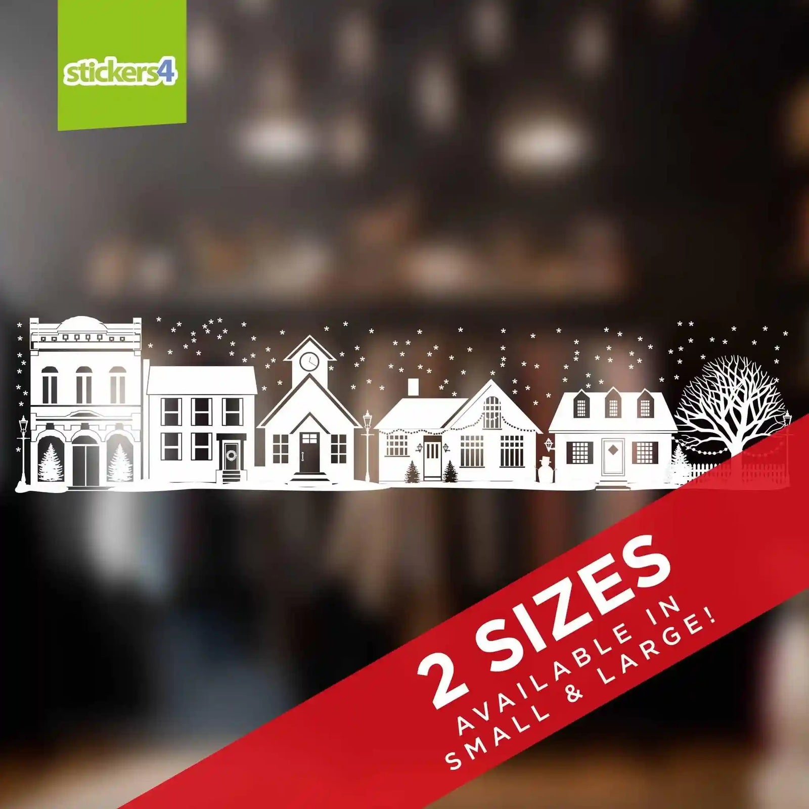 Christmas Village Street Scene Window Sticker Christmas Window Display