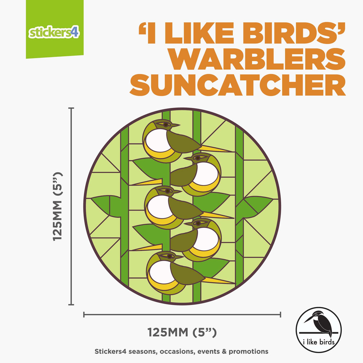 I Like Birds - Warblers Suncatcher Window Sticker