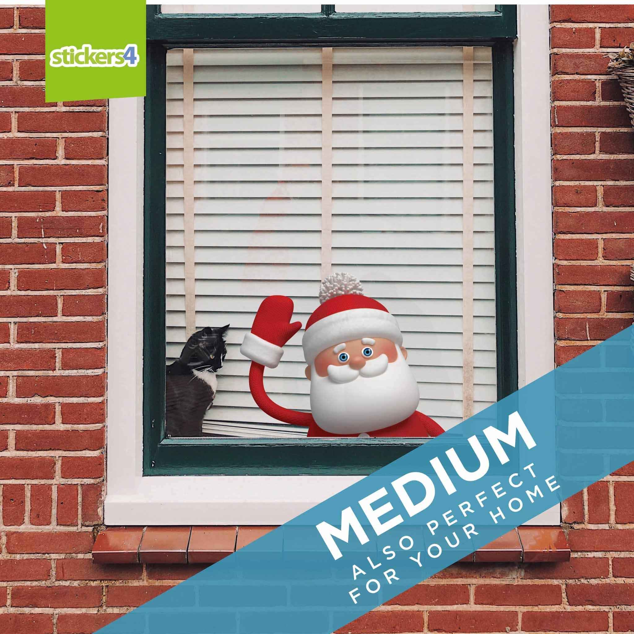 Waving Santa Static Cling Window Sticker