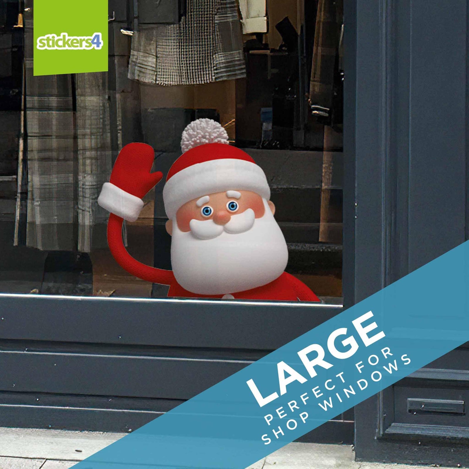 Waving Santa Christmas Window Cling Christmas Window Display