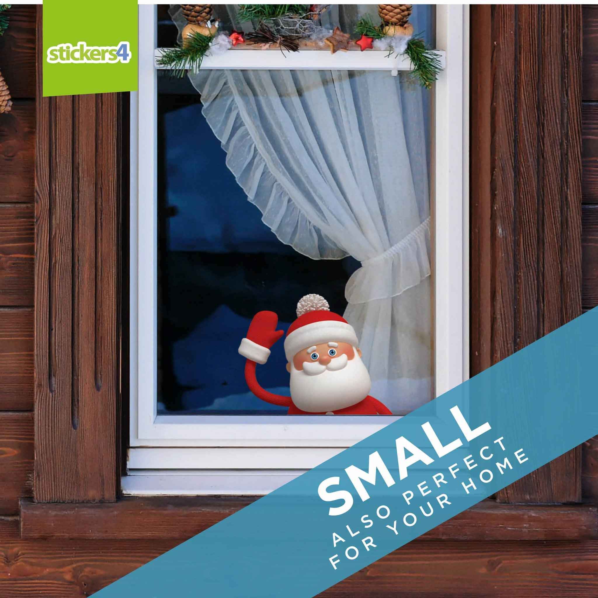 Waving Santa Static Cling Window Sticker