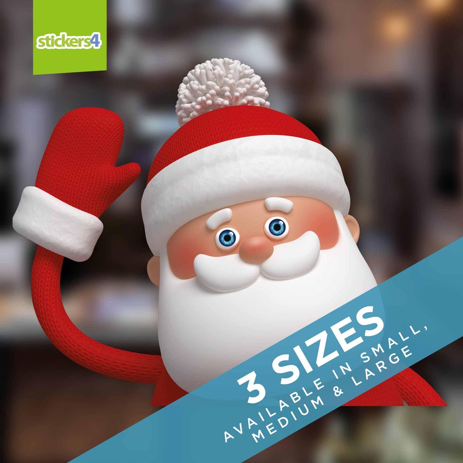 Waving Santa Christmas Window Cling Christmas Window Display