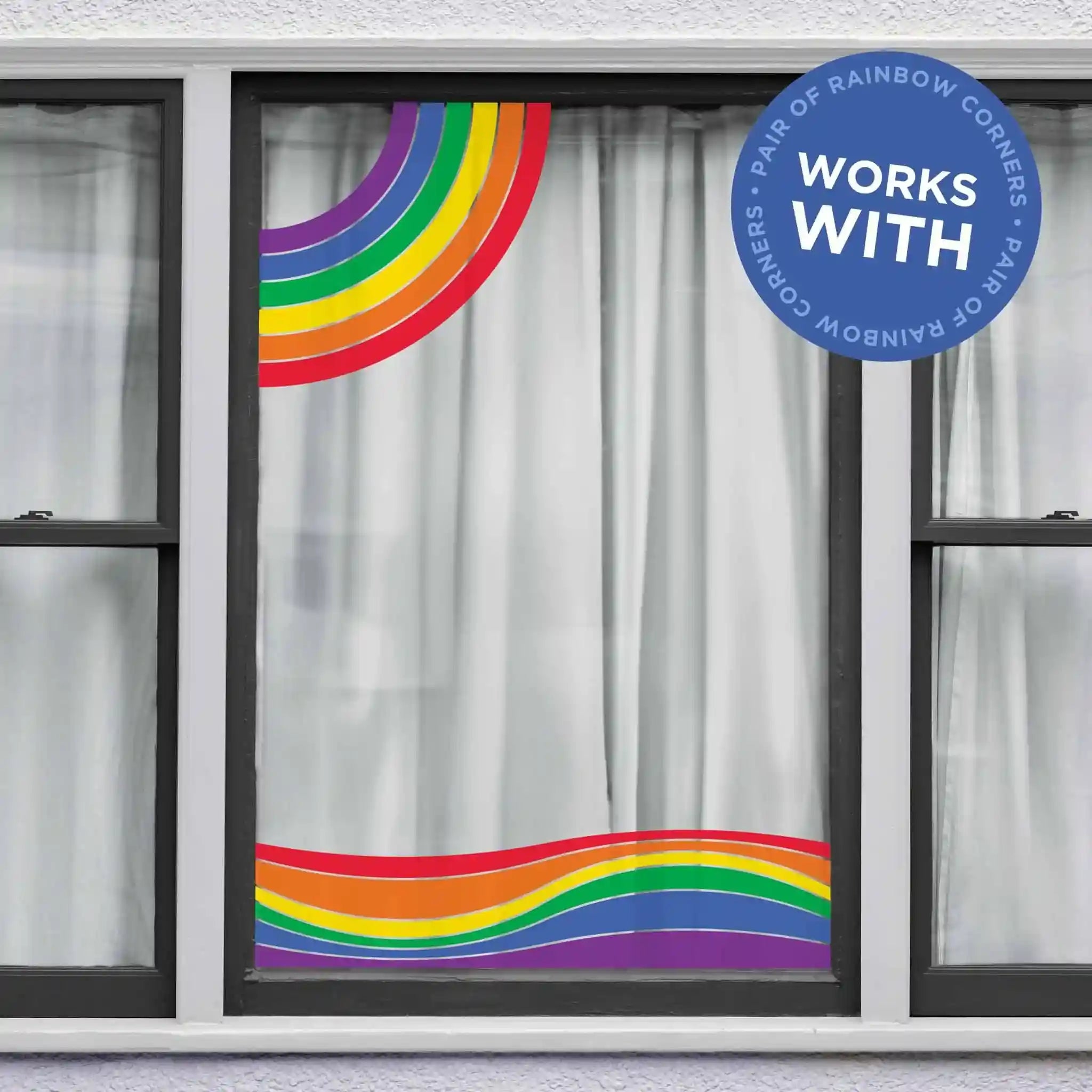 Wavy Rainbow Border Window Sticker | Pride Window Display