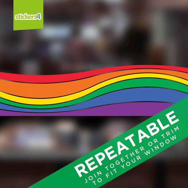 Wavy Rainbow Border Window Sticker Pride Window Displays