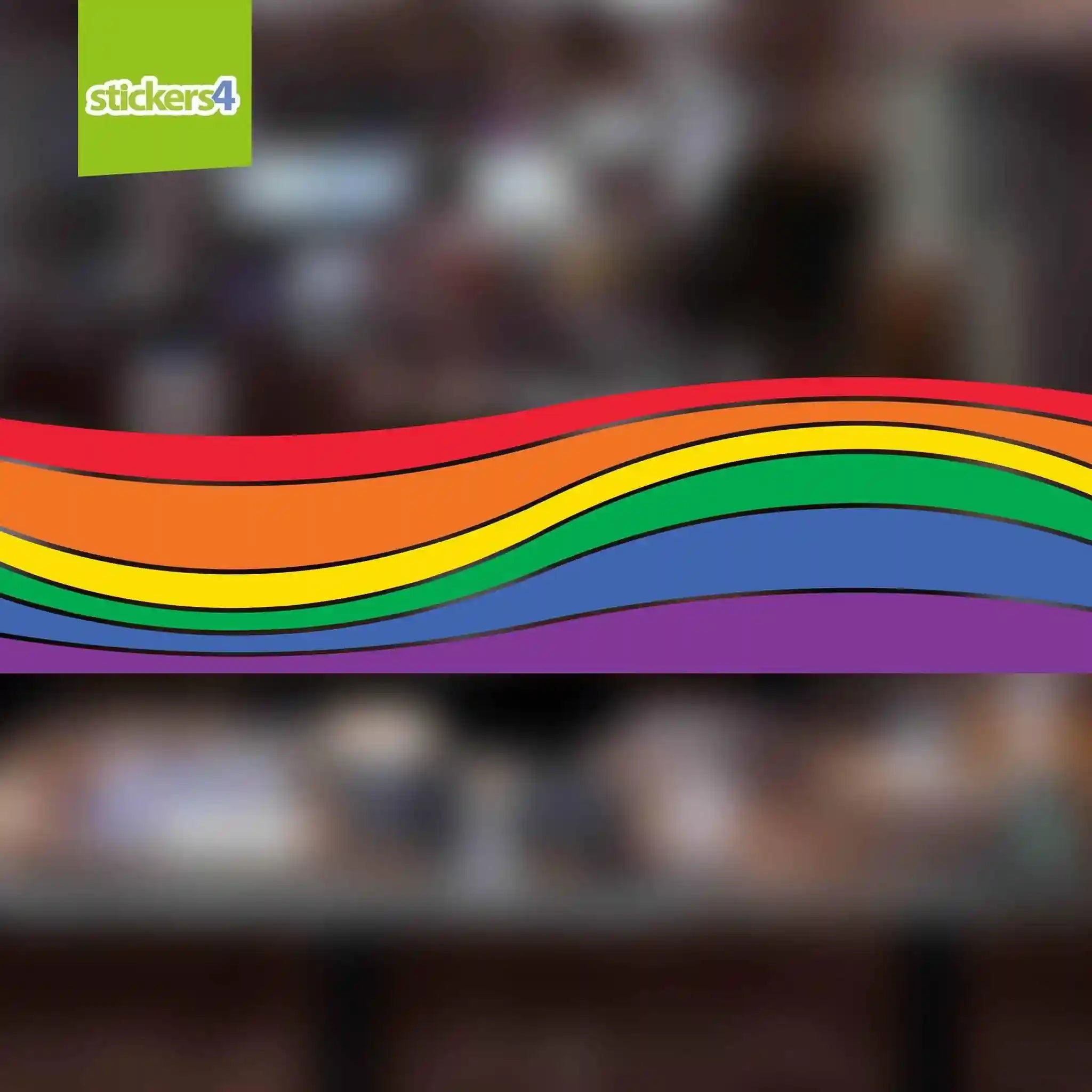 Wavy Rainbow Border Window Sticker | Pride Window Display